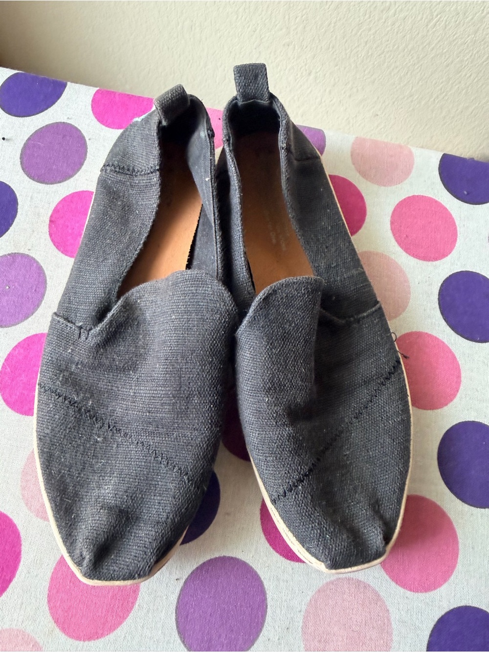 Toms Black Canvas Slip-On Flats